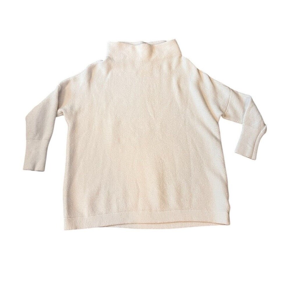 FREE PEOPLE Ottoman Slouchy Tunic Sweater Ribbed Knit Oversized Ecru Womens Sz S